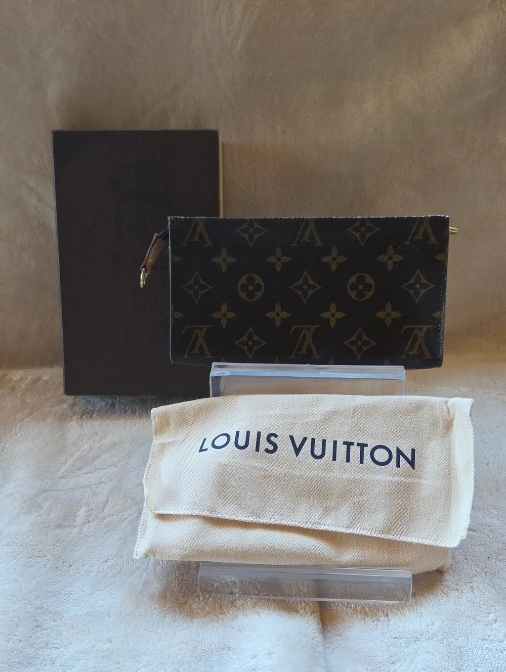 Louis Vuitton Monogram Accessory Pouch- Dark Brown and Tan PM FL1000